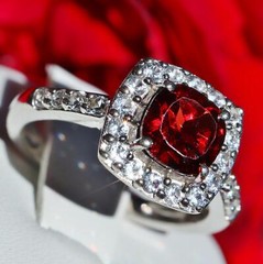 925 sterling silver ring 3.00ct garnet white sapphire halo size 7 handmade 3.5gr