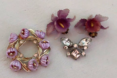 Vintage High End Flower Brooch Earring Jewelry Lot wSets Hollycraft Weiss Emmons