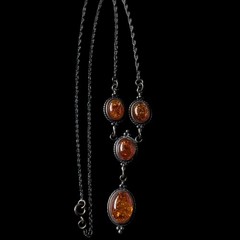 Vintage Dainty Baltic Amber Sterling Silver Y Drop Lavalier Pendant Necklace…