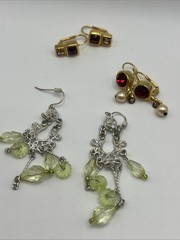 Lot of 7 Pairs VTG Costume Jewelry Earrings Estate Plastic, Glass, Metal