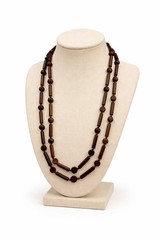 Vintage Wooden Bead Necklace Barrel and Round Bead Strand Statement Jewelry