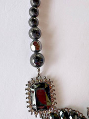 Vintage Premier Designs Crochet Black Pendant Necklace Brooch RETIRED