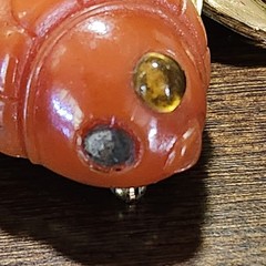 MV Vellano Red Koi Fish Jelly Belly Carved Lucite Brooch Pin MCM Vtg FOR REPAIR