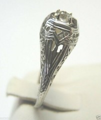 Antique Art Deco Engagement 18K White Gold Ring Size 6 UK-L1/2 EGL USA