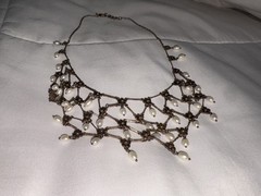 Antique Art Deco Open Sterling flowers teardrop pearls 1920s one of a kind