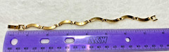 Vintage Wave Curved Link Chain Bracelet & Necklace Gold Tone Fold Over Clasp Set