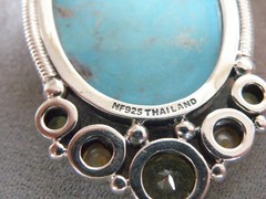 Huge Sterling Silver 925 Turquoise Statement Heavy Enhancer Pendant