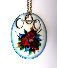 Vintage Unique Enamel Hand Painted Russia Finift Jewelry Necklace 4 Variation#74