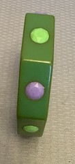 Vintage Bakelite Bangle Green Octagon Inlay Polka Dots Bracelet TESTED