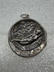 Antique Sterling Silver Art Nouveau Repousse Lady Crescent Moon & Stars Locket
