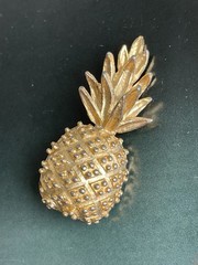 Vintage Signed Marvella Gold Tone Pineapple Midcentury