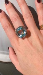 Aquamarine 11.06ct, Topaz 1.59ct & 14ct Yellow Gold Ring Valuation Cert. $15,527