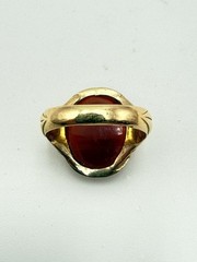 Antique 14Kt Solid Yellow Gold Heavy Carnelian Cameo Bearded Man Ring 10g S11