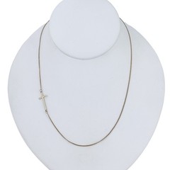 Vintage Sterling Silver 925 Sideways Cross Chain Necklace 16″-18″