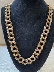 Vintage Miriam Haskell Russian Gold Tone Double Link Necklace Signed