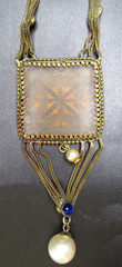 Amazing Art Deco Blue Glass Painted Frame Necklace