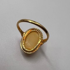 Vintage Women’s Jewelry Ring Gilt Silver 800 Natural Baltic Amber Marked S 8.5