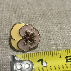 Vintage Gold Tone Lavender and Yellow Enamel Pansy Clip-on Earrings