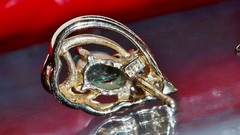 14k y/gold earrings 0.45ct natural, treated emerald natural diamond stud 2.72gr