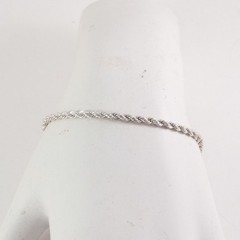 Sterling Silver Rope Bracelet Solid Vintage 925 7.5″ Long 2.5mm