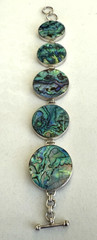 JTV Sterling Abalone Link Bracelet Toggle Clasp New Signed BC 925