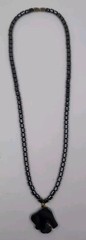 Black Onyx Elephant Barrel Bead Necklace With Gold Accents Hematite Healing Gem