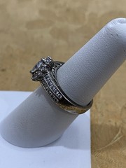 Designer Signed JH Sterling Silver 925 Clear Stones Ring Size 6.75