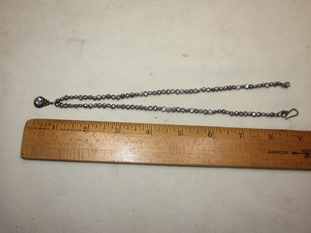 vintage sterling silver pendant iridescent keshi pearl necklace jewelry