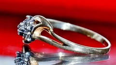 10k yellow gold ring natural diamond size 4.5 swirl vintage handmade 1.10g N3721