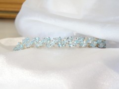 Vintage Sterling Silver 925 Double 2 Row Heated Blue Topaz Tennis Bracelet 7.5″
