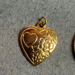 Floral Heart Charm Pendant Small Gold Valentine Love Retro BoHo Vintage Cottage