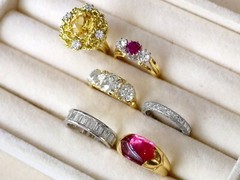 Antique and Vintage 1.29Ct Ruby and 0.60Ct Diamond 18k Yellow Gold Trilogy Ring