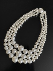 VTG Tammey Jewels Graduated Acrylic Faux Pearl 3strand Necklace Pearlescent NWOT