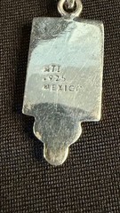 Vintage Mexico Sterling Silver Pendant Inset with a Red Stone