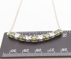 925 Sterling Silver Sparkling Cubic Zirconia & Peridot Chain Necklace NE1532