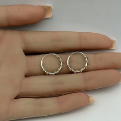 Sterling Silver Wrapped Twisted Rope Wire Hoop Earrings Small 5/8″