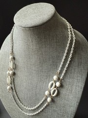 Vintage Acrylic Link Layered Necklace White Statement Minimalist Capsule Career