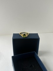 Vintage Green Cubic Zirconia Ring Gold Plated Womens Size 7.5