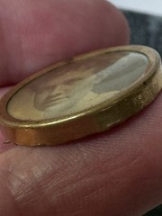 Antique Estate Sepia GIBSON GIRL Lady REAL Photo Portrait Brooch Pin Button, 1″