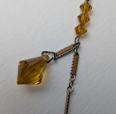 Vintage Deco Czech Glass Lariat Necklace Orange Enamel Gorgeous!