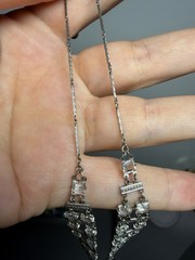 Delicate 1920s Art Deco Platinon Crystal Drop Necklace