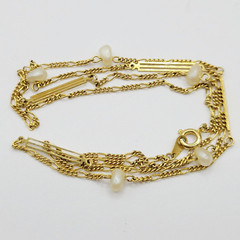 Freshwater Pearl Multi Style Link Gold Tone Chain Vtg Station Necklace 24 Inch