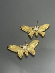 Vintage GoldTone Multicolor Enamel Pave Crystals Butterfly Post Stud Earrings