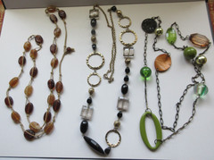 Vintage 3 MCM Necklaces Lot-Glass Metal Lucite Plastic