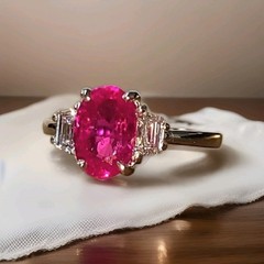 Vintage Platinum Engagement Ring 2.30ct. Natural Burma Oval Ruby AGL CERT