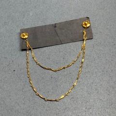 Vintage KollarKeeper Collar Clips Gold Double Chain Pearl Rhinestone New On Card