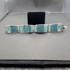 925 Vingage signed Taxco, MX. Silver Pendant and Braclet W/ Turquoise chip inlay