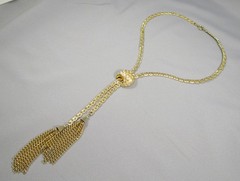 Vtg COROCRAFT Gold Tone Sliding Lariat 21″ total wearable length Necklace 849