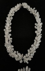Vintage Artisan Hand Wired Frosted Glass Bead Necklace/Brooch Set