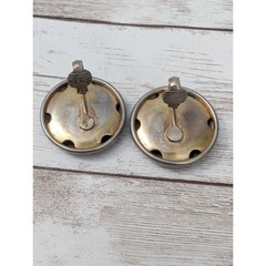 Vintage Clip On Earrings – 1 & 1/8″ Blue Large Circle – Paint Chipping